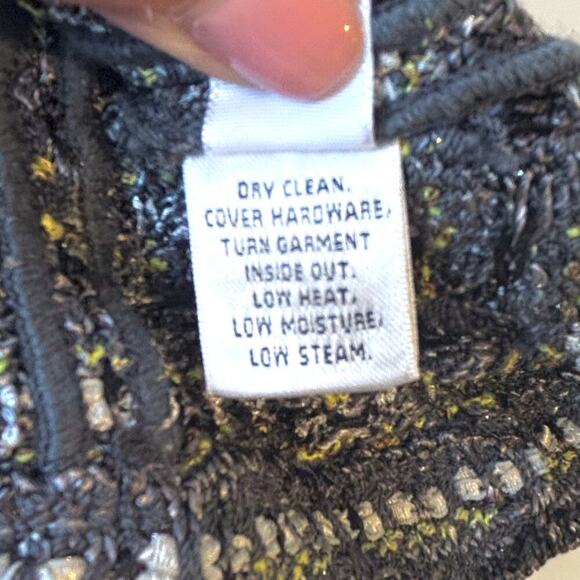 ST. JOHN Black Grey Silver Yellow Green Metallic Buttons Blazer Jacket 2 USA - Picture 10 of 12